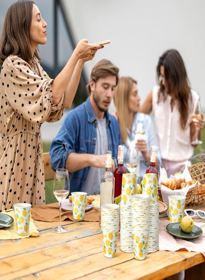 TecUnite 100 Pcs 9oz Lemon Cups Disposable Paper Yellow Cups for Lemonade Stand Decorative Party for Cold Hot Beverage Juice Kitchen Coffee Birthday Party Supplies - Image 5